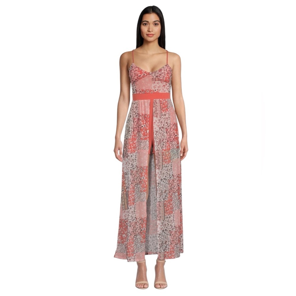 Boho Patchwork Maxi Dress Split Front & Attached … - image 1